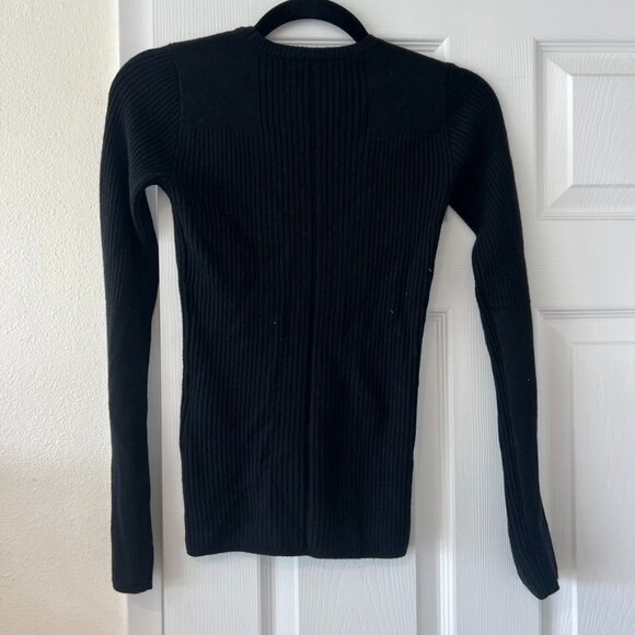 Rag & Bone Audrina Washable Wool Rib Knit Black Crewneck Sweater - Picture 3 of 6